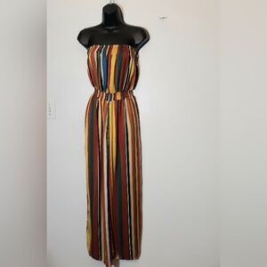 Forever 21 silky striped strapless jumpsuit